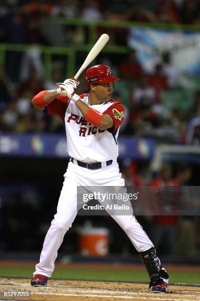 Carlos Beltran of Puerto Rico in action against Panama during the 2009 World Baseball Classic Pool D match on March 7, 2009 at Hiram Bithorn Stadium...