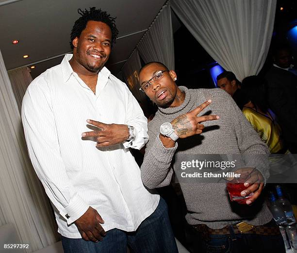 Player Melvin Fowler and Tayvon Banks appear at NFL analyst and former Pittsburgh Steelers running back Jerome Bettis' birthday party, "Living...