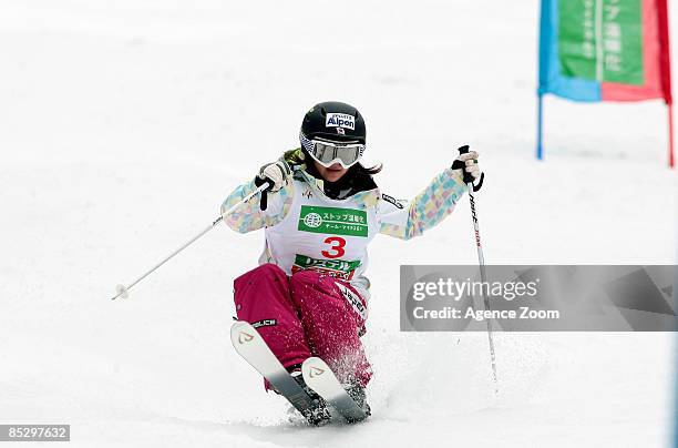 Aiko Uemura of Japan takes 1st place during the FIS Freestyle World Championships - Women's Dual Moguls event on March 8, 2009 in Inawashiro, Japan.