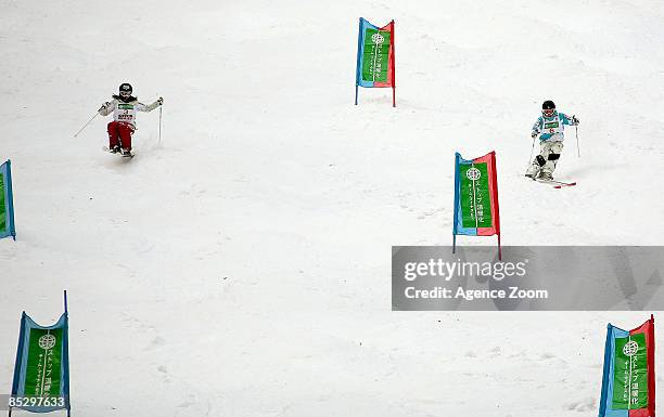 Aiko Uemura of Japan takes 1st place, Miki Ito of Japan takes 2nd place during the FIS Freestyle World Championships - Women's Dual Moguls event on...