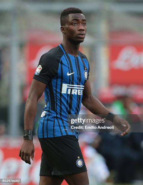 Yann Karamoh of FC Internazionale Milano looks on during the Serie A match between FC Internazionale and Genoa CFC at Stadio Giuseppe Meazza on...