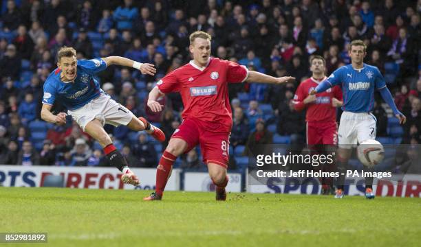 Rangers' Dean Shiels fails to hit target during the Scottish League One match at Ibrox Stadium, Glasgow.