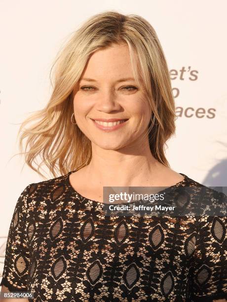 Actress Amy Smart arrives at the 27th Annual EMA Awards at Barker Hangar on September 23, 2017 in Santa Monica, California.