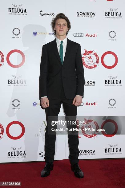 George Mackay arriving for the 2014 London Critics' Circle Awards, at the May Fair Hotel, Stratton Street, London.