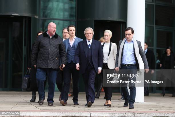 Coronation Street actor William Roache outside Preston Crown Court, with unknown security, Linus Roache, James Roache, William Roache, daughter...