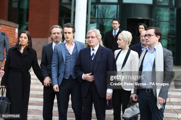 Coronation Street actor William Roache outside Preston Crown Court, with Rosalind Bennett and her husband Linus Roache, James Roache, William Roache,...