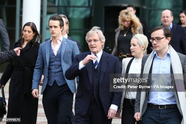 Coronation Street actor William Roache leaves Preston Crown Court, with son James Roache , daughter Verity and her partner Paddy , as he was today...