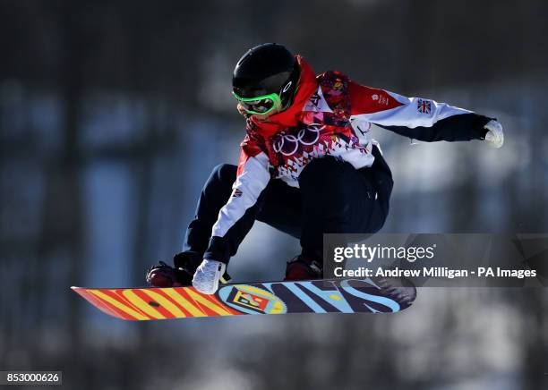 Great Britain's Jenny Jones during snowboard Slopestyle training at the Rosa Khutor Extreme Park during the 2014 Sochi Olympic Games in Krasnaya...