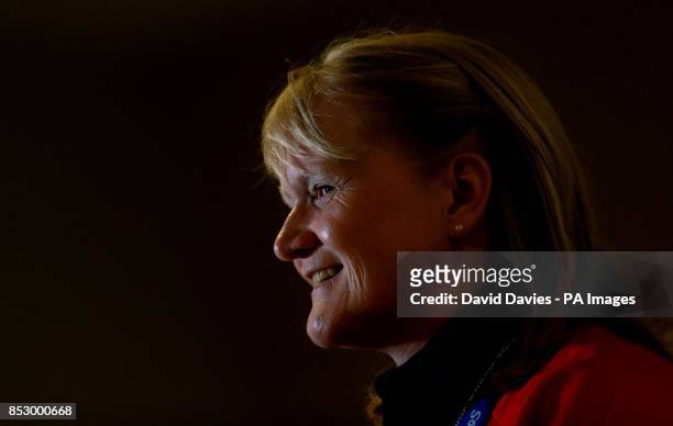 Great Britain's national coach Rohna Howie during press conference during the 2014 Sochi Olympic Games in Krasnaya Polyana, Russia.