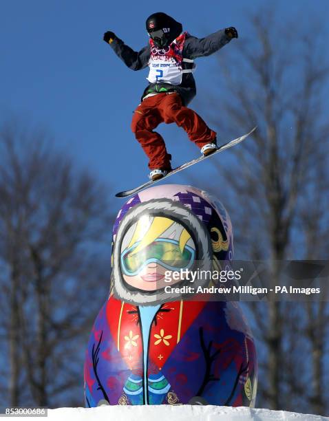Norway's Torgeir Bergrem during snowboard Slopestyle training at the Rosa Khutor Extreme Park during the 2014 Sochi Olympic Games in Krasnaya...