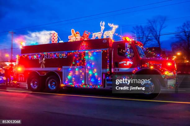 christmas parade - christmas truck stock pictures, royalty-free photos & images