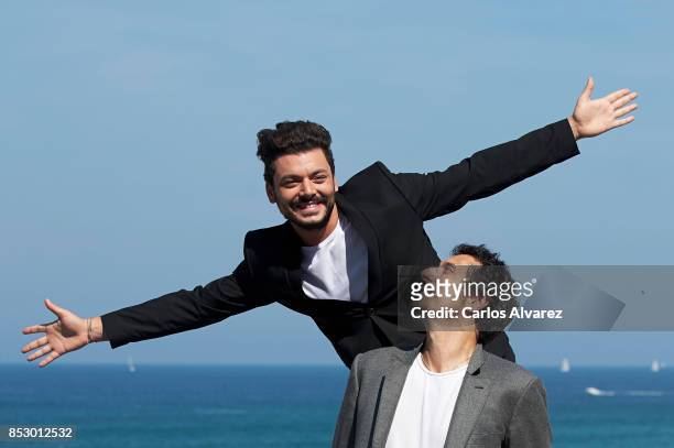 Kev Adams and Vincent Elbaz attend attend 'To The Top' photocall during 65th San Sebastian Film Festival on September 24, 2017 in San Sebastian,...