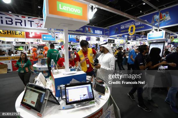 Visitors attend Gitex Shopper at World Trade Centre on September 24, 2017 in Dubai, United Arab Emirates.