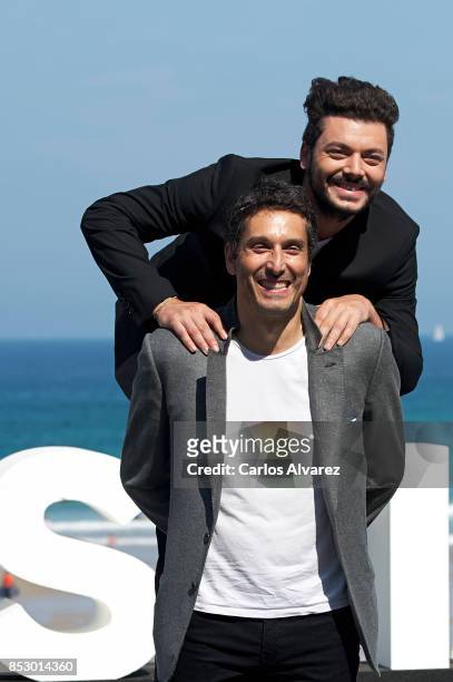 Kev Adams and Vincent Elbaz attend the 'To The Top' photocall during 65th San Sebastian Film Festival on September 24, 2017 in San Sebastian, Spain.