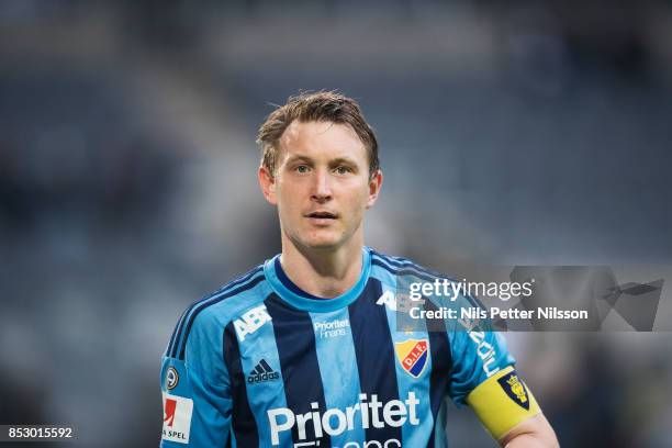 Kim Kallstrom of Djurgardens IF after the Allsvenskan match between Djurgardens IF and Hammarby IF at Tele2 Arena on September 24, 2017 in Stockholm,...