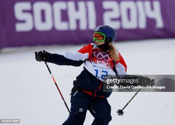 Great Britain's Katie Summerhayes after the Ladies Ski Slopestyle Final during the 2014 Sochi Olympic Games in Krasnaya Polyana, Russia.