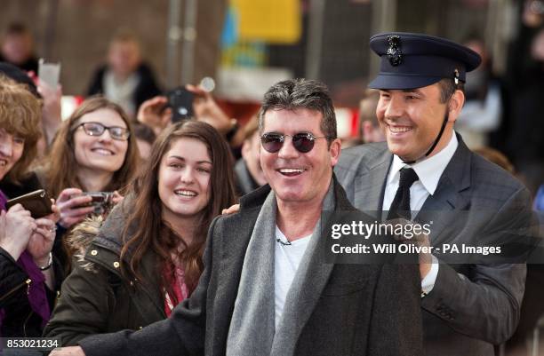 Britain's Got Talent judges Simon Cowell and David Walliams arrive for auditions at the Hammersmith Apollo in west London.