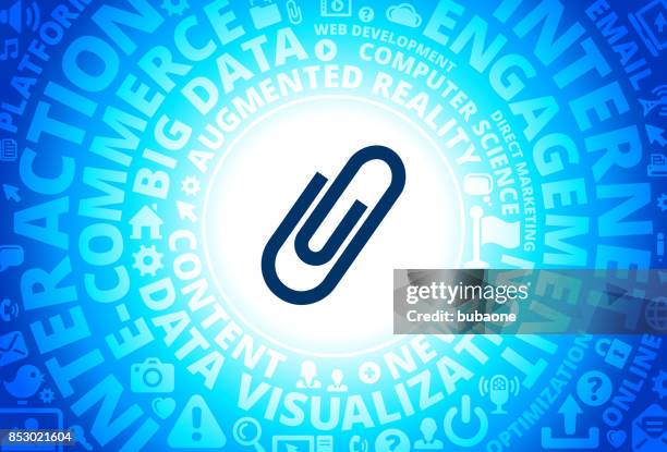 paper clip icon on internet modern technology words background - paperclip heart stock illustrations