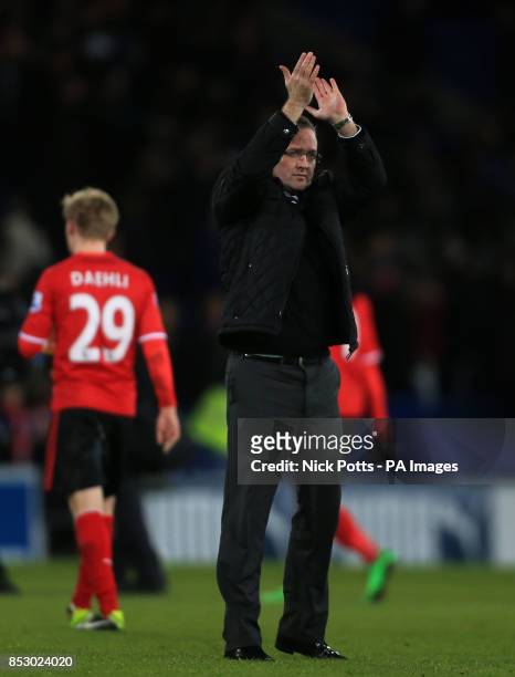 Aston Villa manager Paul Lambert shows his dejection after the Barclays Premier League match at the Cardiff City Stadium, Cardiff.
