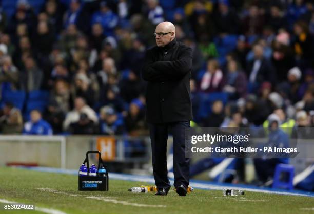 Leeds United manager Brian McDermott during the Sky Bet Championship at The AMEX Stadium, Brighton.