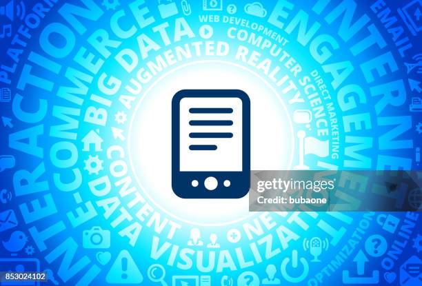 tablet icon on internet modern technology words background - man reading tablet stock illustrations