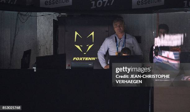 Javier Simon Vilar, founder and president of Spanish technology company Foxtenn, is pictured during the ATP Moselle Open final tennis match on...
