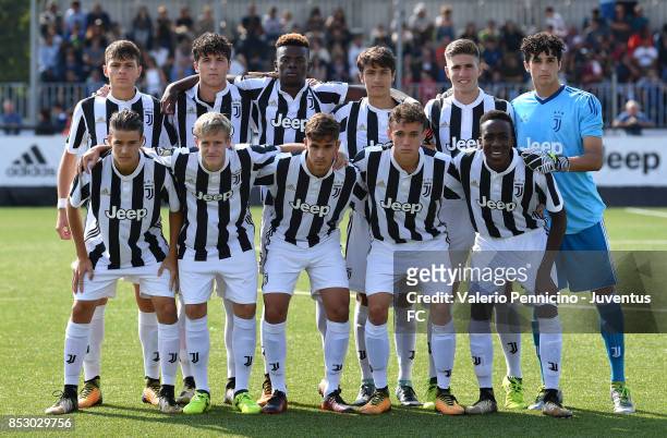 Team of Juventus U17 line up prior to kickoff during the match between Juventus U17 v Torino FC U17 on September 24, 2017 in Vinovo, Italy.