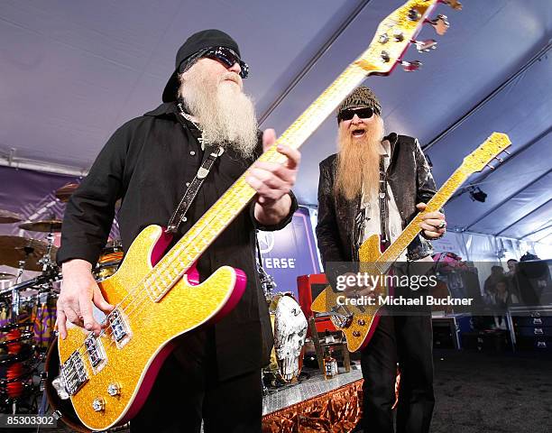 Dusty Hill and Billy Gibbons of ZZ Top perform at the 7th Annual John Varvatos Stuart House Benefit at the John Varvatos Store on March 8, 2009 in...
