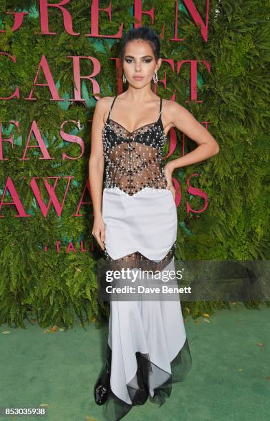 Doina Ciobanu attends the Green Carpet Fashion Awards, Italia, wearing Antonio Berardi for the Green Carpet Challenge at Teatro Alla Scala on...