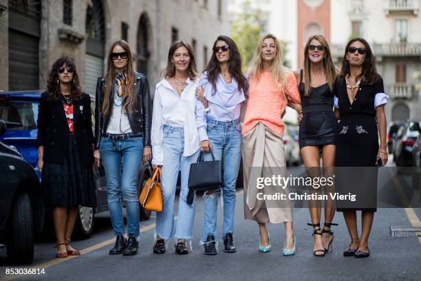 Guest seen outside Dolce & Gabbana during Milan Fashion Week Spring/Summer 2018 on September 24, 2017 in Milan, Italy.