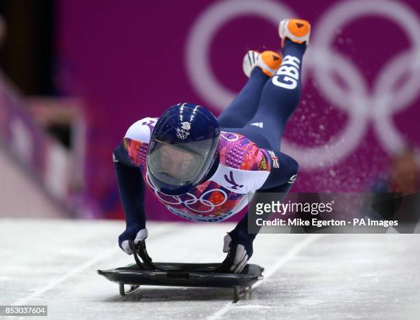 Great Britain's Kristan Bromley starts race 3 of the Men's Skeleton Final at Sanki Sliding Centre during the 2014 Sochi Olympic Games in Krasnaya...