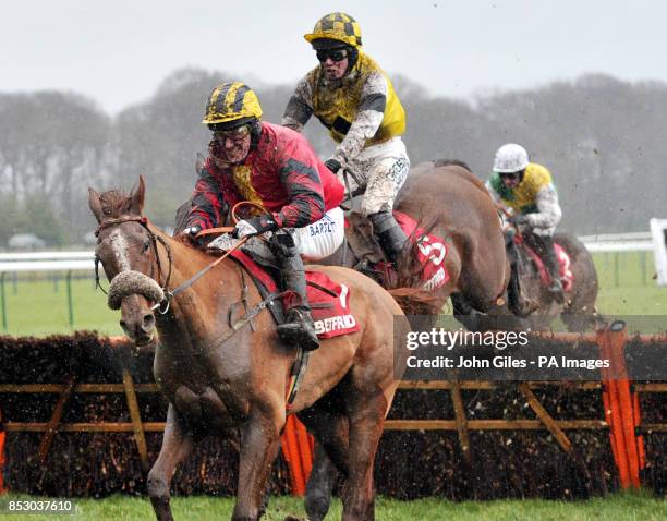 Handiwork ridden by Tony McCoy finishes unplaced in the Betfred Goals Galore Victor Ludorum Juvenile Hurtdle Race during Betfred Grand National Trial...