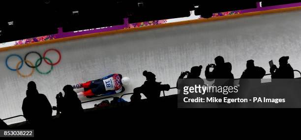 Korea's Sungbin Yun in race 4 of the Men's Skeleton Final at Sanki Sliding Centre during the 2014 Sochi Olympic Games in Krasnaya Polyana, Russia.