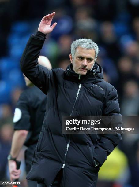 Chelsea manager Jose Mourinho on the touchline during the FA Cup, Fifth round match at the Etihad Stadium, Manchester.