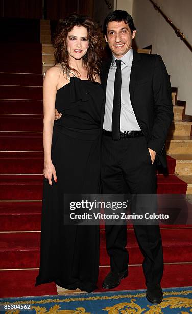 Irene Ferri and Emilio Solfrizzi attend the "2009 Oscar TV" Photocall held at Hotel Londra on March 08, 2009 in Sanremo, Italy.