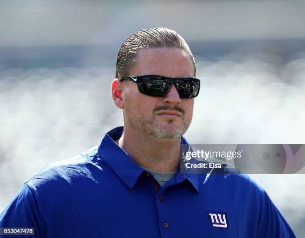 Head coach Ben McAdoo of the New York Giants walks the field before the game between the Philadelphia Eagles and the New York Giants on September 24,...