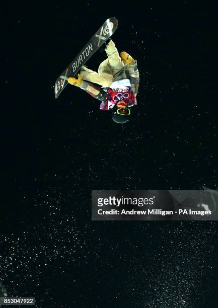 S Shaun White in the mens final of the Snowboard Mens Halfpipe during the 2014 Sochi Olympic Games in Krasnaya Polyana, Russia.