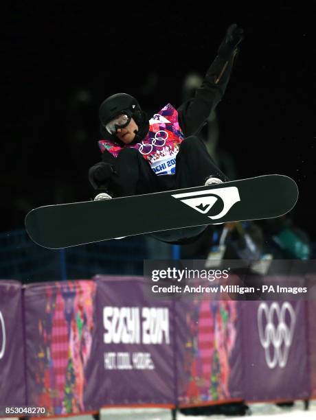 Switzerland's Iouri Podladtchikov in the mens final of the Snowboard Mens Halfpipe during the 2014 Sochi Olympic Games in Krasnaya Polyana, Russia.