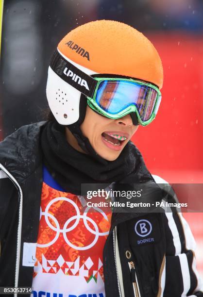 Violinist Vanessa Mae skiing under the name Vanessa Vanakorn and representing Thailand in the Ladies' Giant Slalom Run 1 at the Rosa Khutor Alpine...