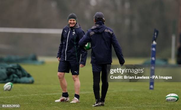 Head coach Joe Schmidt and assistant coach Les Kiss during a Training Session at Carton House, Dublin.