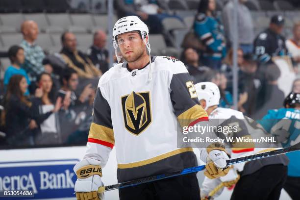 Stefan Matteau of the Vegas Golden Knights skates against the San Jose Sharks at SAP Center on September 21, 2017 in San Jose, California.