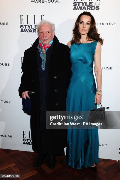 David Bailey and wife Catherine Dyer at the 2014 Elle Style Awards at The One Embankment, London.