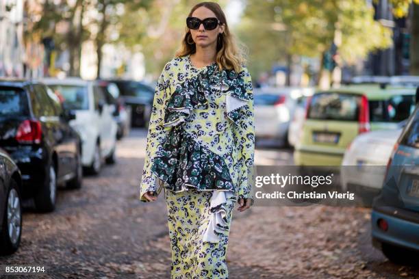 Candela Novembre is seen outside Marni during Milan Fashion Week Spring/Summer 2018 on September 24, 2017 in Milan, Italy.