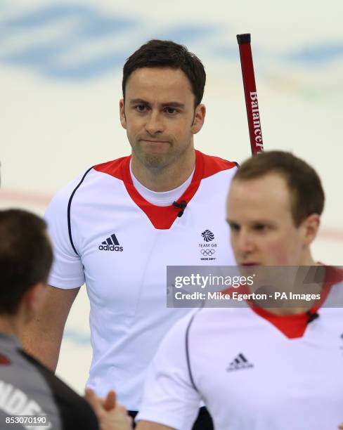 Great Britain's skip David Murdoch after losing the Men's Gold medal match at the Ice Cube Curling Centre during the 2014 Sochi Olympic Games in...