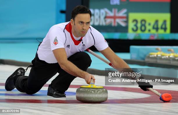 Great Britain's skip David Murdoch during the Men's Gold medal match at the Ice Cube Curling Centre during the 2014 Sochi Olympic Games in Sochi,...