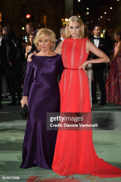 Alberta Ferretti and Elsa Hosk attend the Green Carpet Fashion Awards Italia 2017 during Milan Fashion Week Spring/Summer 2018 on September 24, 2017...