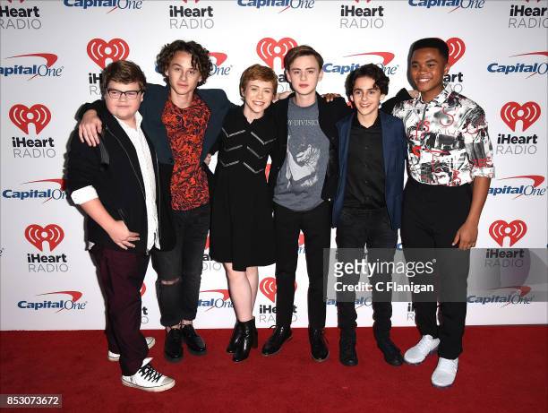 Jeremy Ray Taylor, Wyatt Oleff, Sophia Lillis, Jaeden Lieberher, Jack Dylan Grazer, and Chosen Jacobs from the movie 'IT' attend the 2017 iHeartRadio...