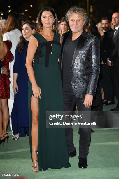 Arianna Alessi and Renzo Rosso attend the Green Carpet Fashion Awards Italia 2017 during Milan Fashion Week Spring/Summer 2018 on September 24, 2017...