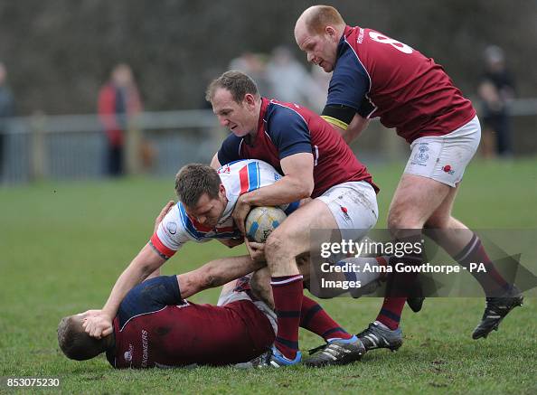 Darrell Roper Rugby British Police's Darrell Rotherham pushes over British Army's Matty ...