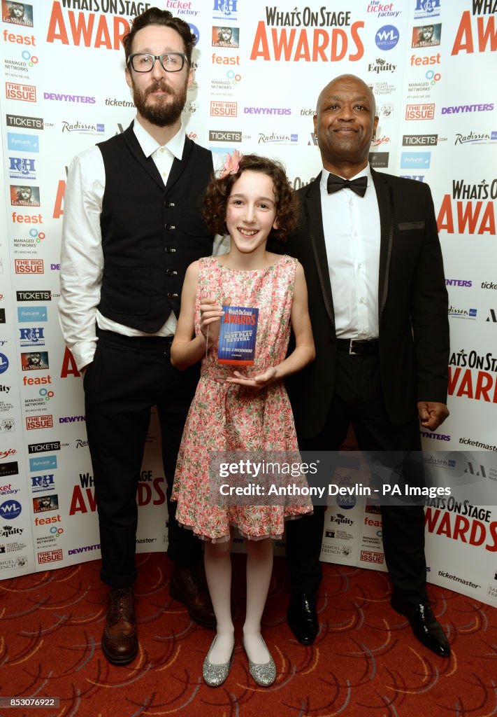 Tim Sheader Timothy Sheader , Izzy Lee and Joe Spear with the award for Best Play ...